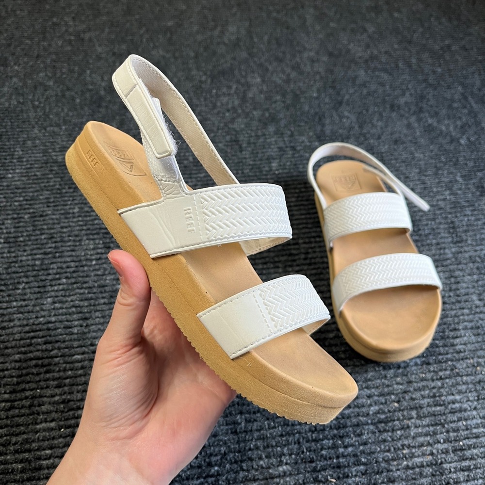 Reef Water Vista Sandals Kids Size 3 White Tan Textured Straps Water Friendly